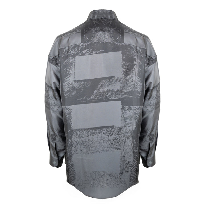 Camicia Valentino stampata all over su base grigia in seta