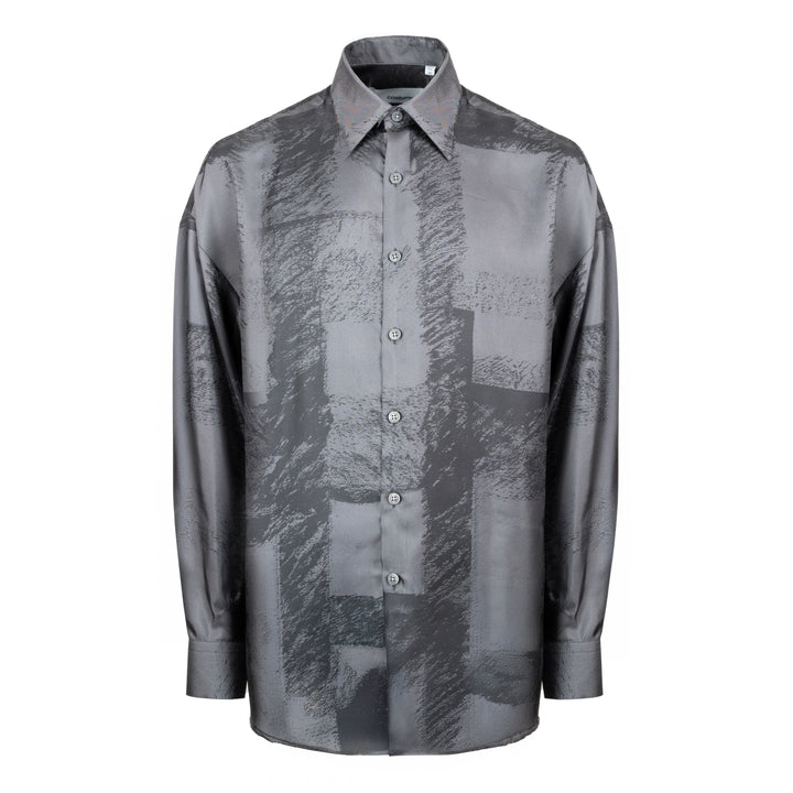 Camicia Valentino stampata all over su base grigia in seta