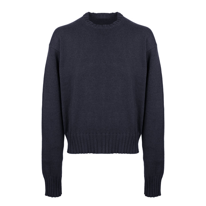 Pullover girocollo Rolf blu boxy fit gauge 5
