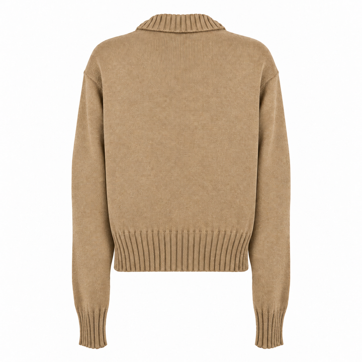 Cardigan Zippy con zip e collo alto senape in cashmere