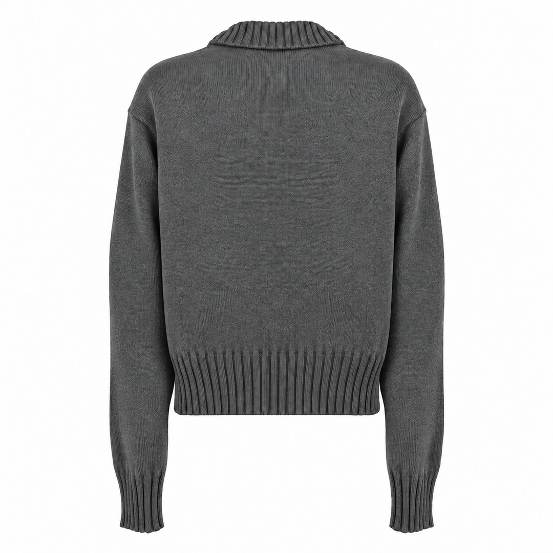 Cardigan Zippy con zip e collo alto grigio in cashmere