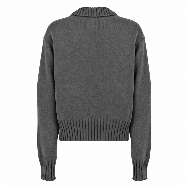 Cardigan Zippy con zip e collo alto grigio in cashmere