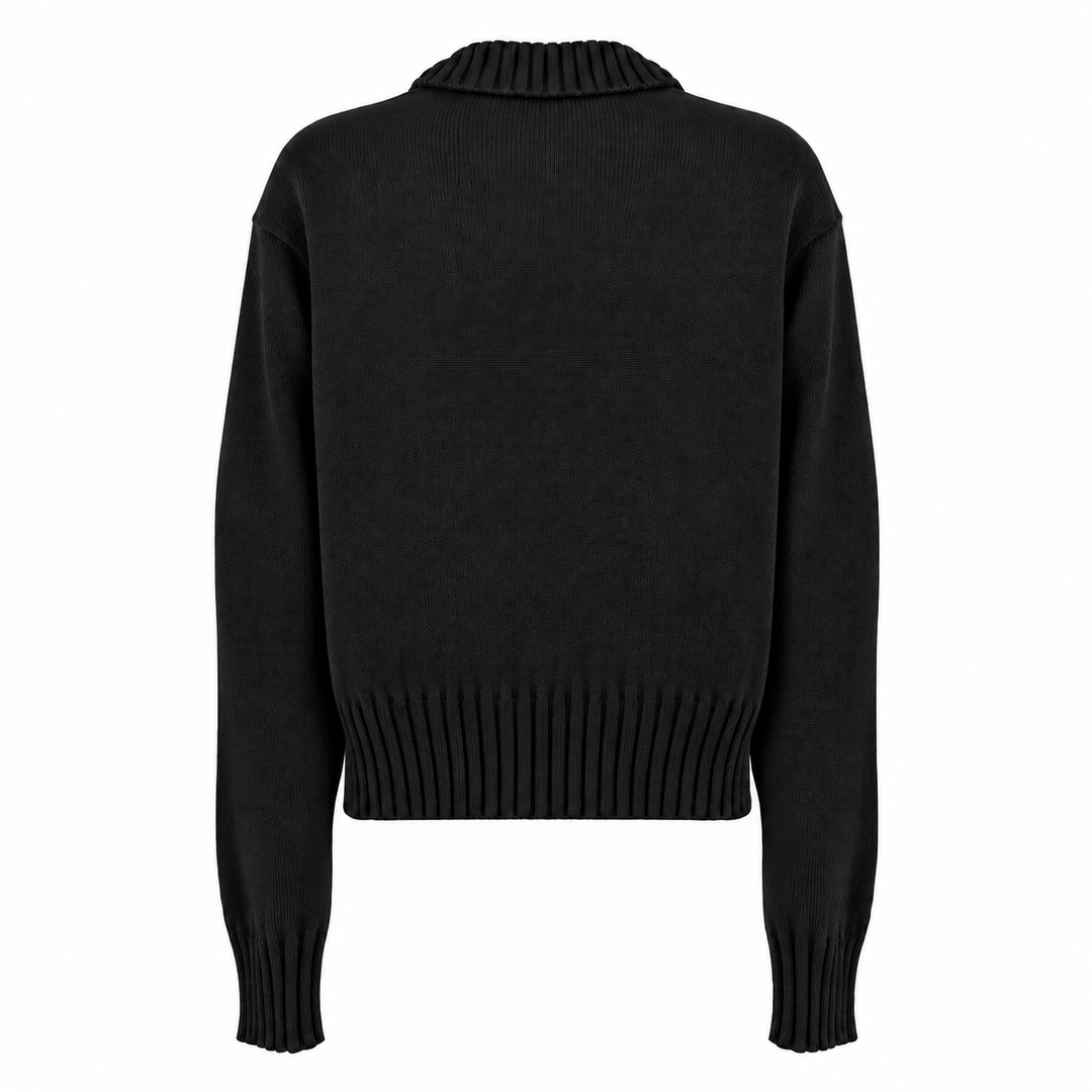Cardigan Zippy con zip e collo alto nero in cashmere