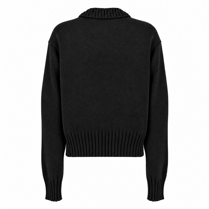 Cardigan Zippy con zip e collo alto nero in cashmere