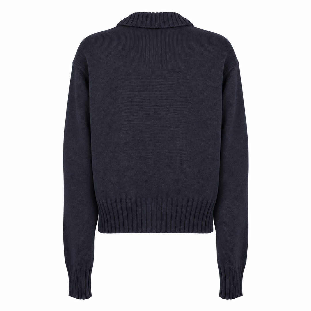 Cardigan Zippy con zip e collo alto blu in cashmere