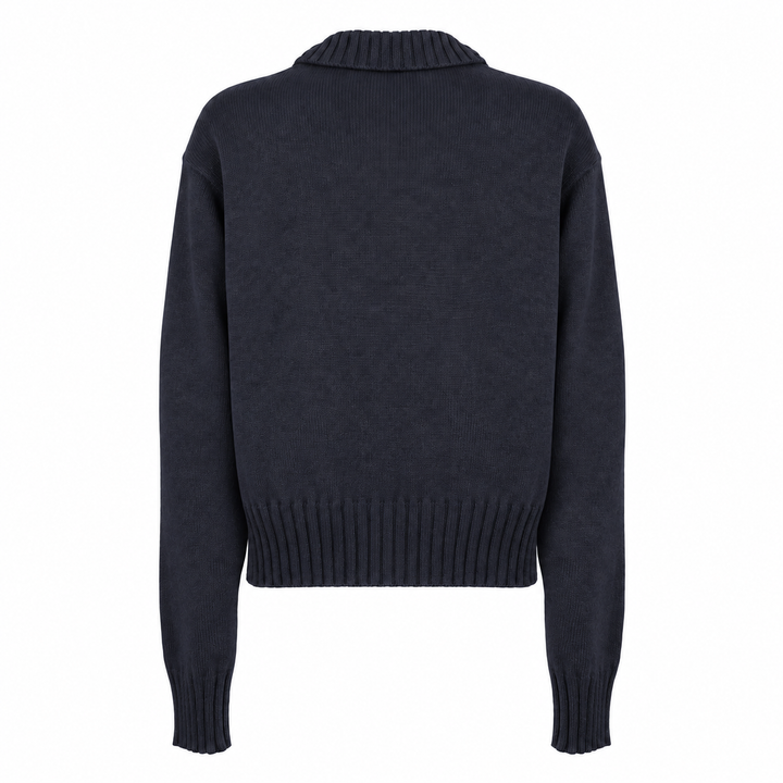 Cardigan Zippy con zip e collo alto blu in cashmere