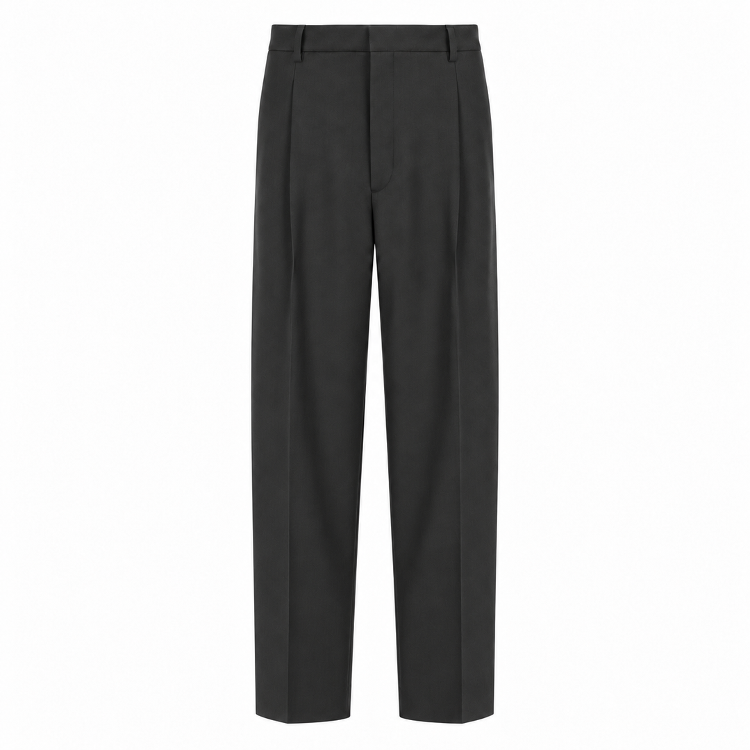 Pantalone Vincent nero in flanella di lana