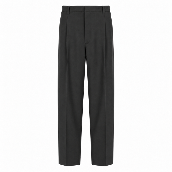 Pantalone Vincent nero in flanella di lana
