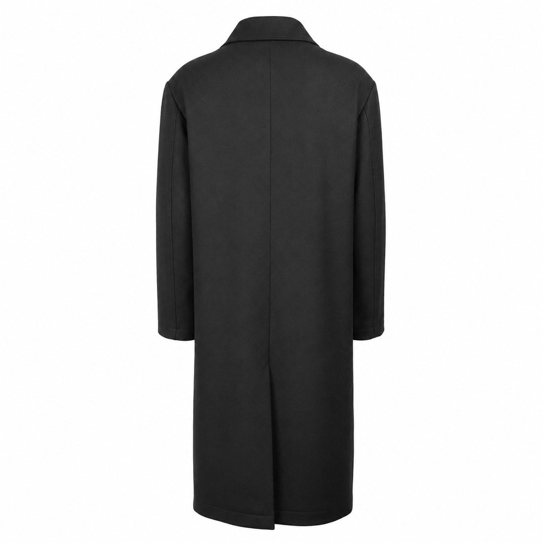 Cappotto doppiopetto Plaxy nero in panno di lana