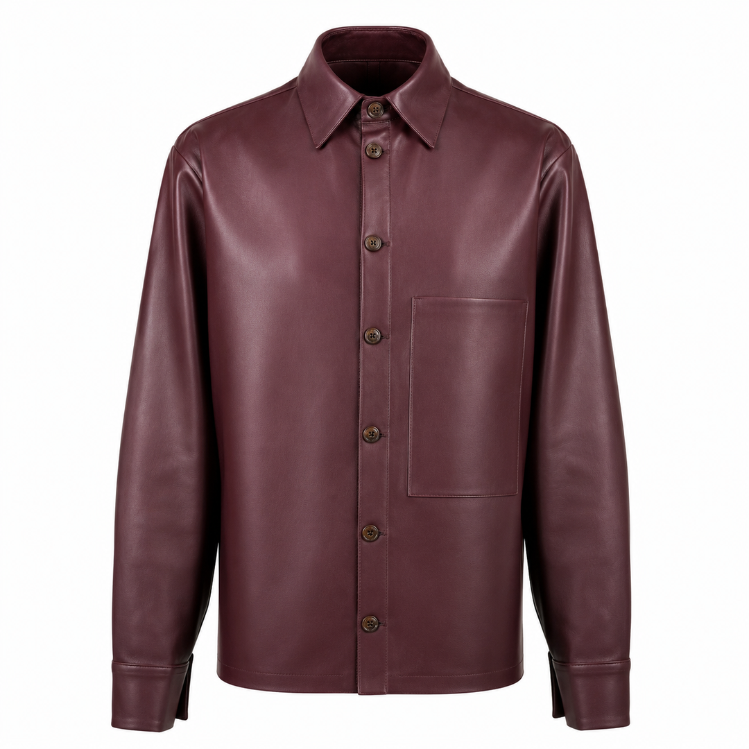 Camicia Jil bordeaux in ecopelle