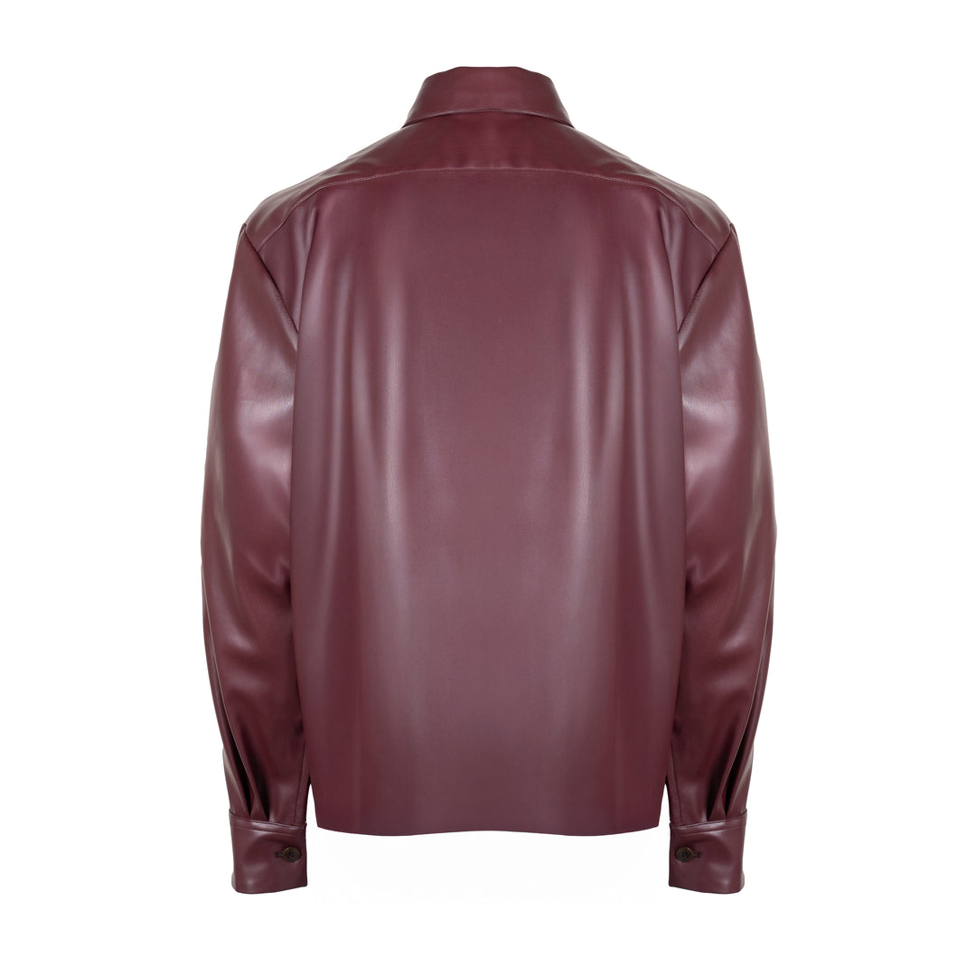 Camicia Jil bordeaux in ecopelle