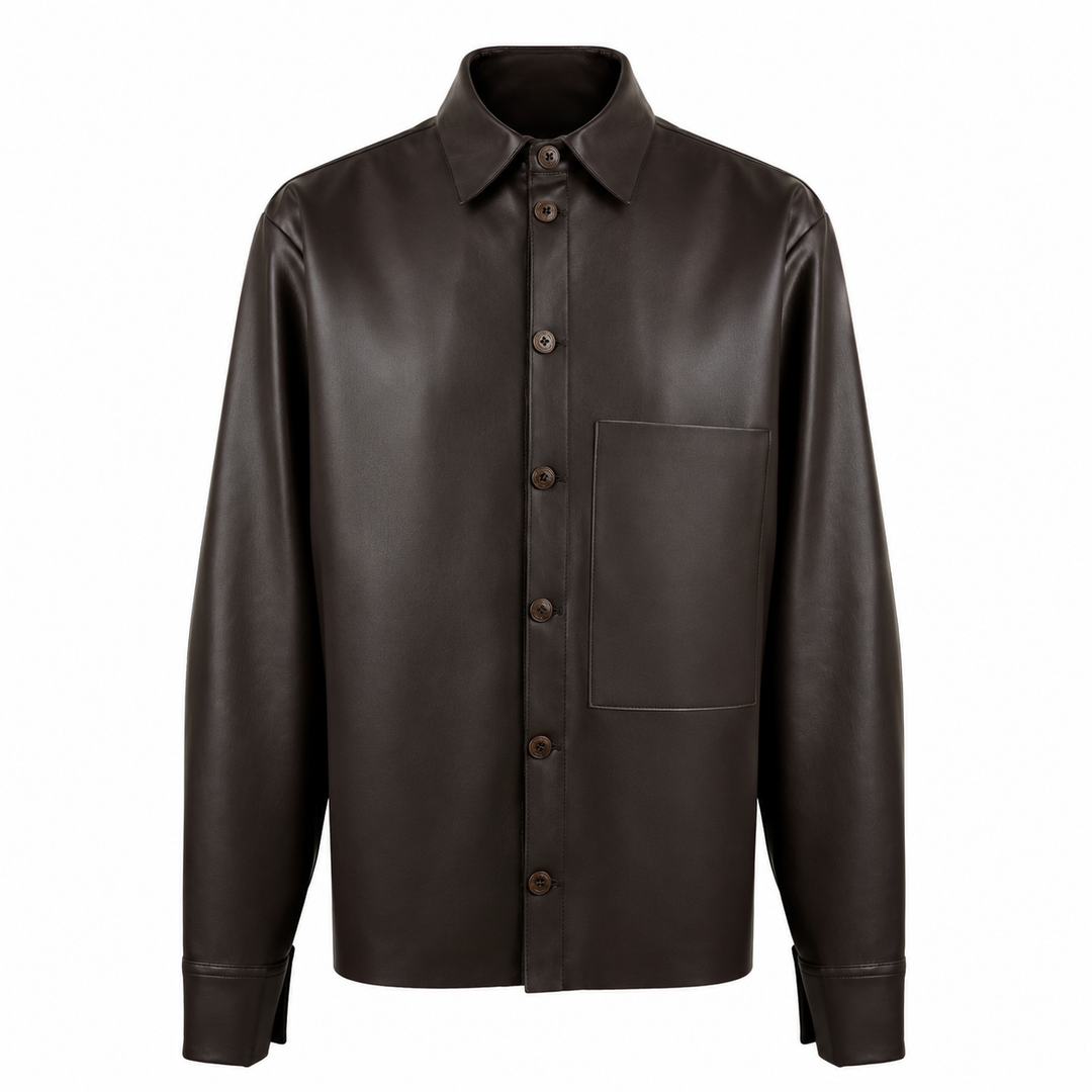 Camicia Jil marrone in ecopelle
