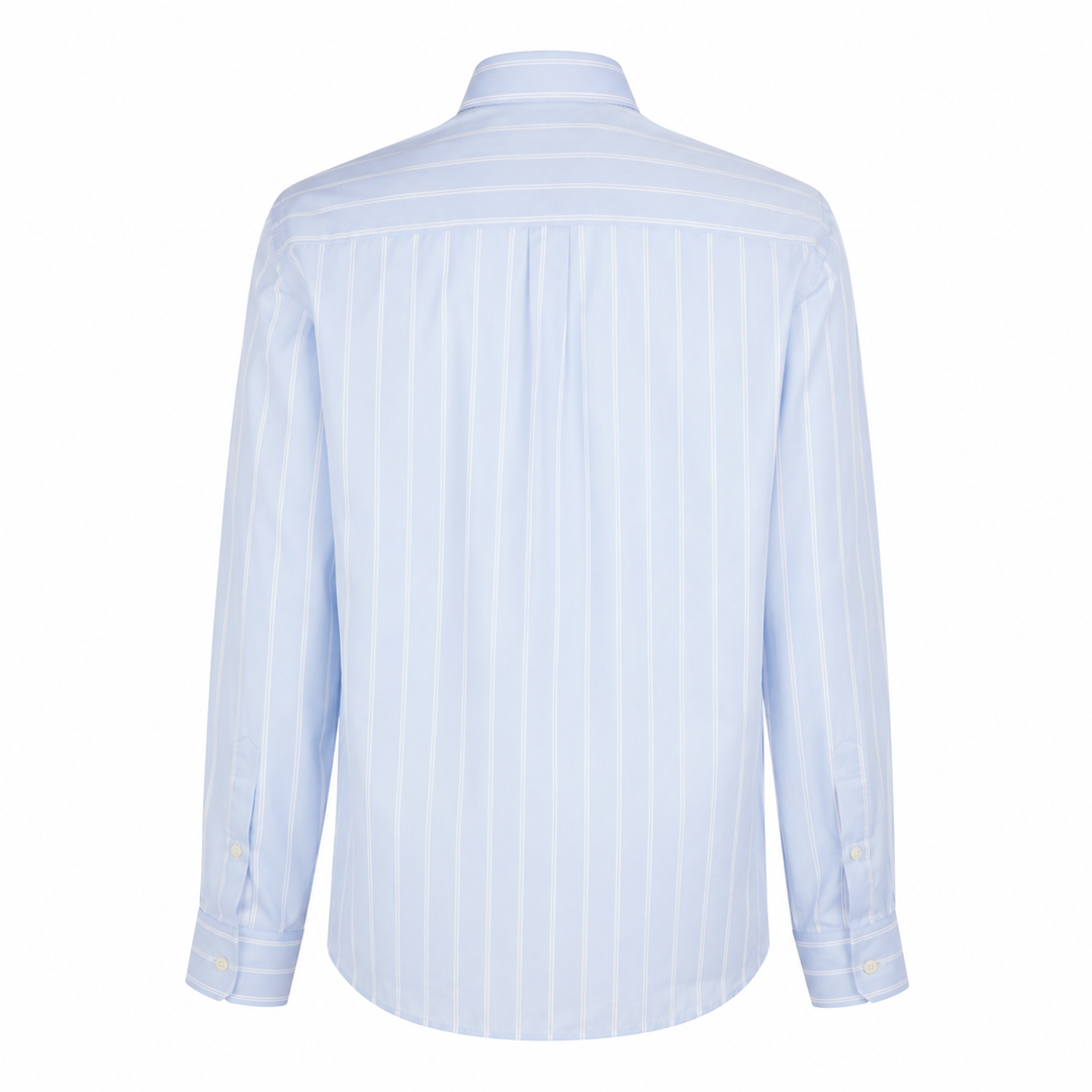 Camicia Eric ML base azzurra a righe bianche in cotone