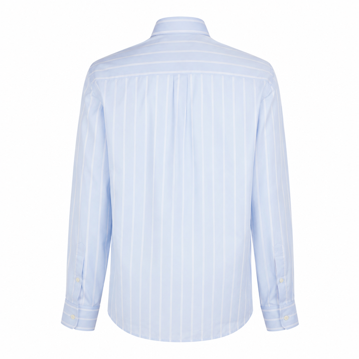 Camicia Eric ML base azzurra a righe bianche in cotone