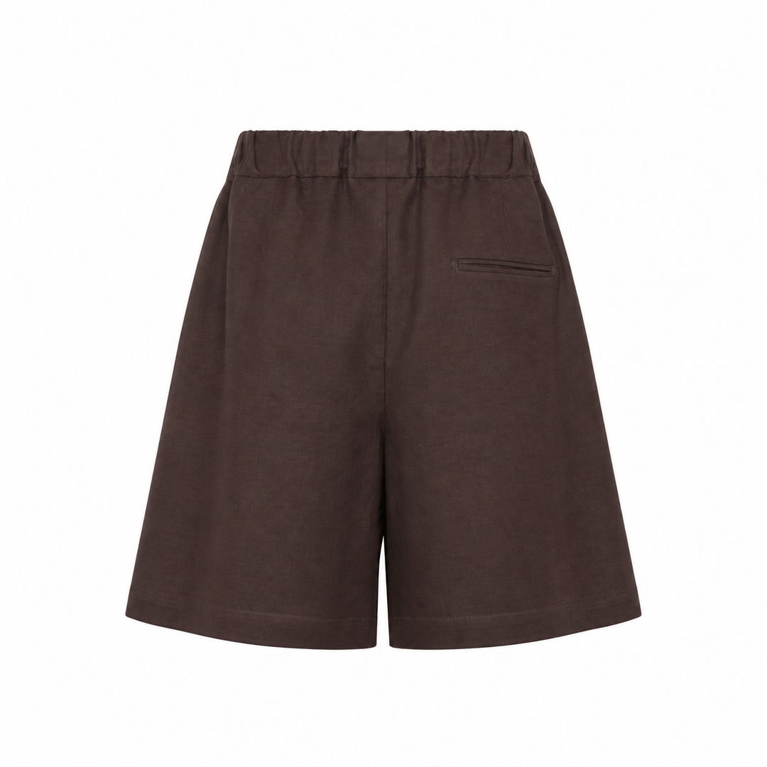 Pantaloncino Tony marrone in fresco di lana