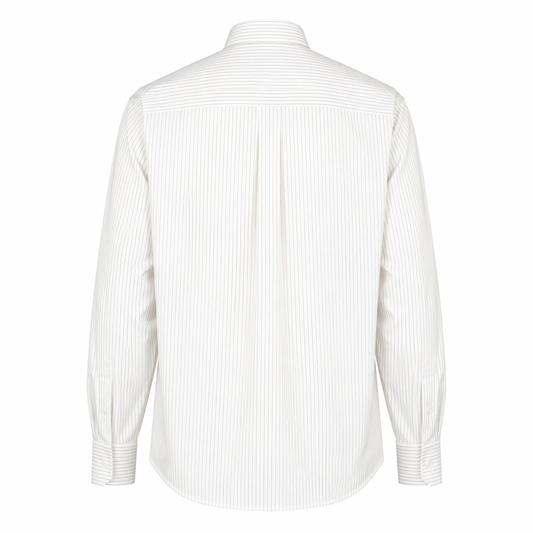 Camicia Eric ML bianca a righe marroni sottili