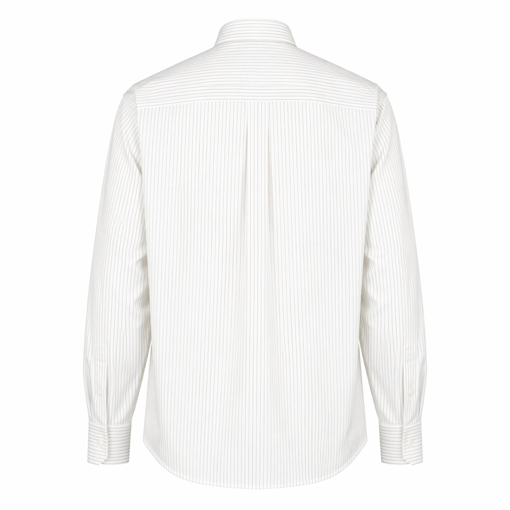 Camicia Eric ML bianca a righe marroni sottili