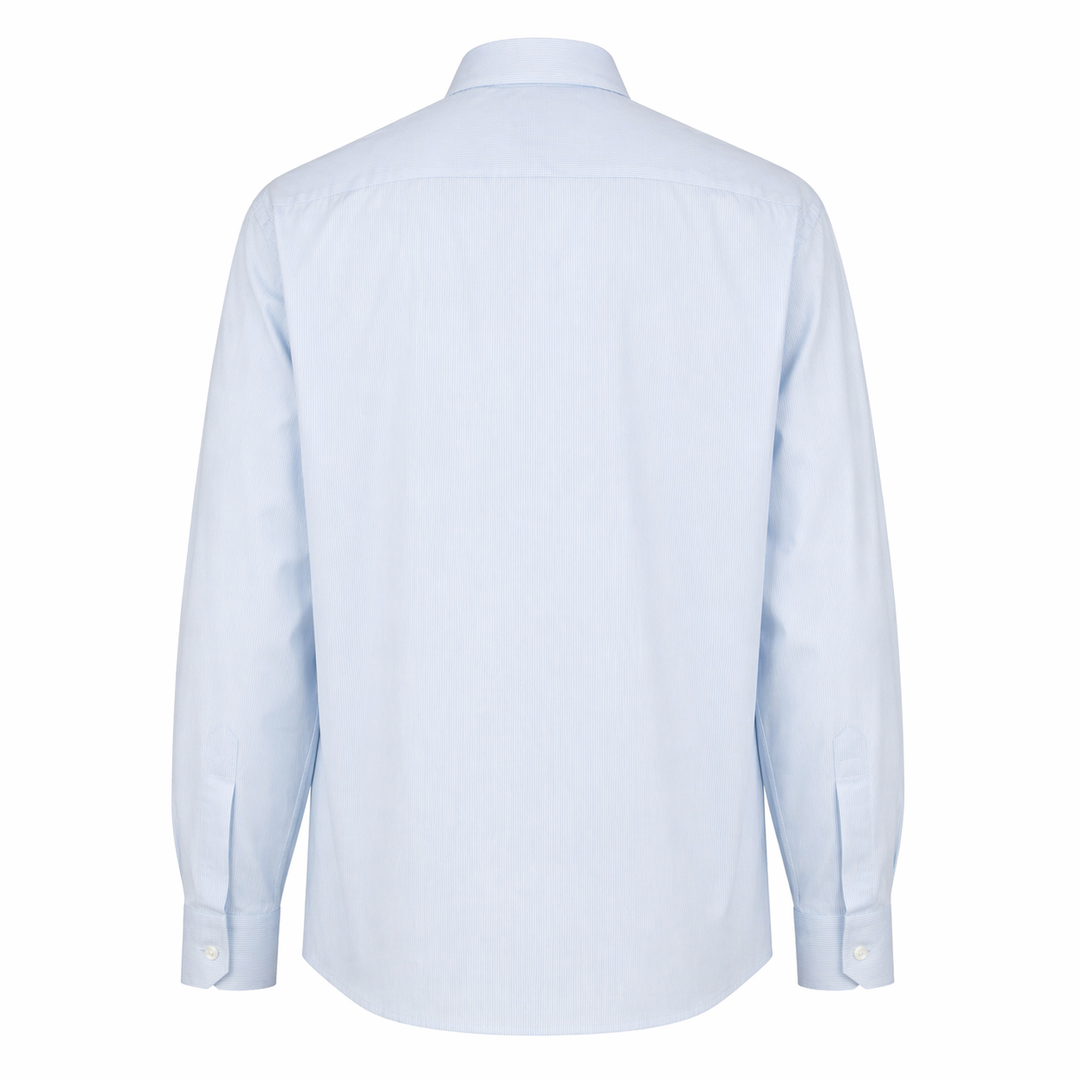 Camicia Eric ML azzurra a righe sottili bianche in cotone