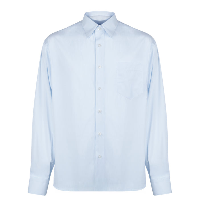Camicia Eric ML azzurra a righe sottili bianche in cotone