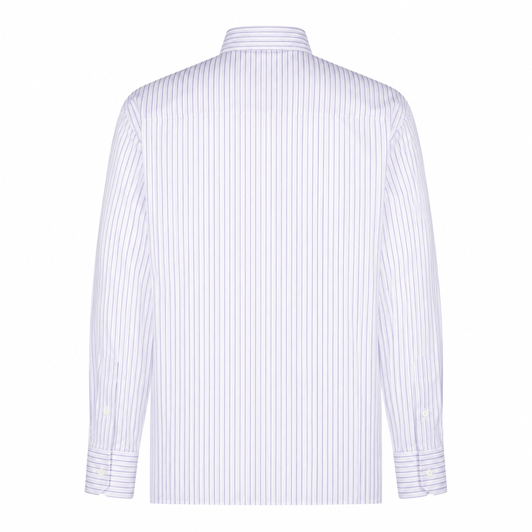 Camicia Eric ML base bianca a tripla riga rosa e blu in cotone