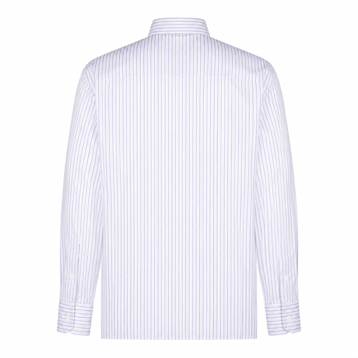 Camicia Eric ML base bianca a tripla riga rosa e blu in cotone