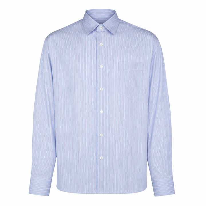 Camicia Eric ML base azzurra a righe in cotone