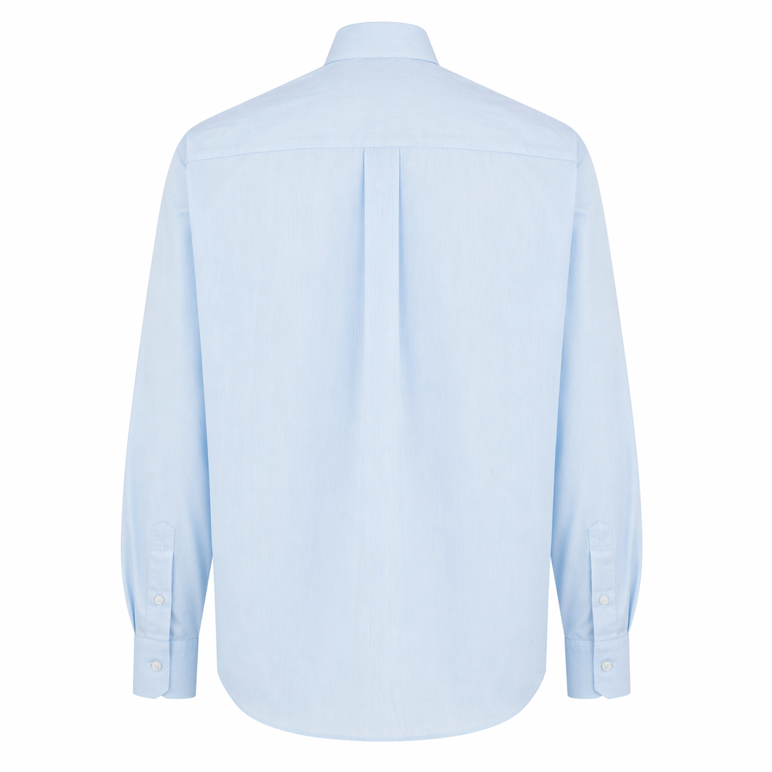 Camicia Andrea azzurra a righe sottili bianche in cotone