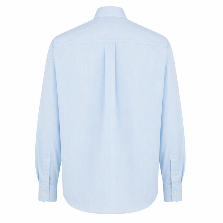 Camicia Andrea azzurra a righe sottili bianche in cotone