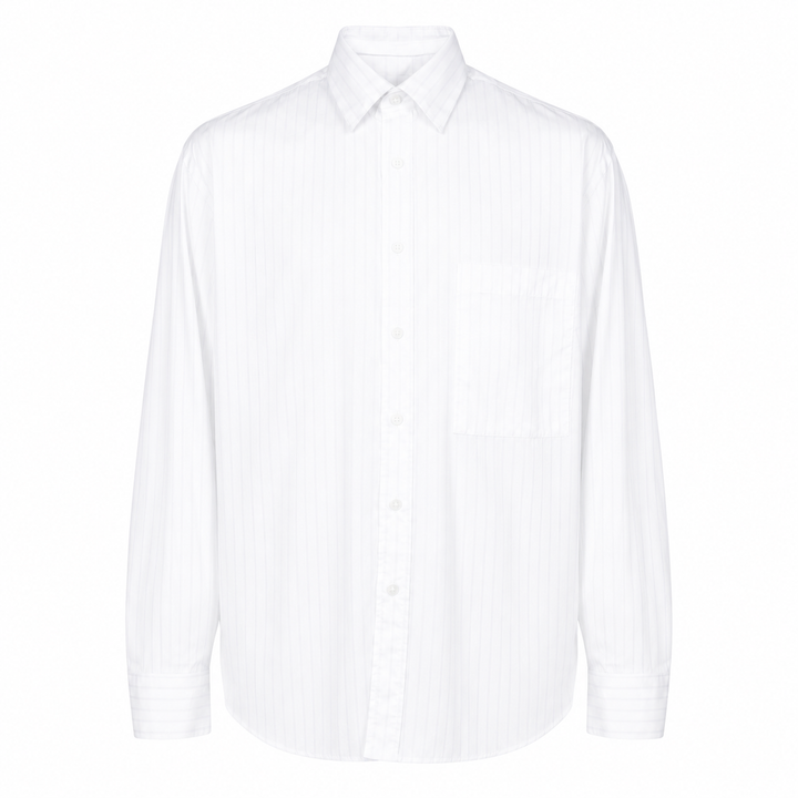 Camicia Andrea base bianca con tripla righa rosa e azzurro in cotone