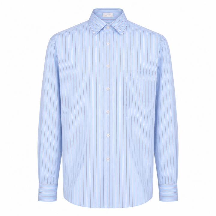 Camicia Andrea base azzurra a righe in cotone