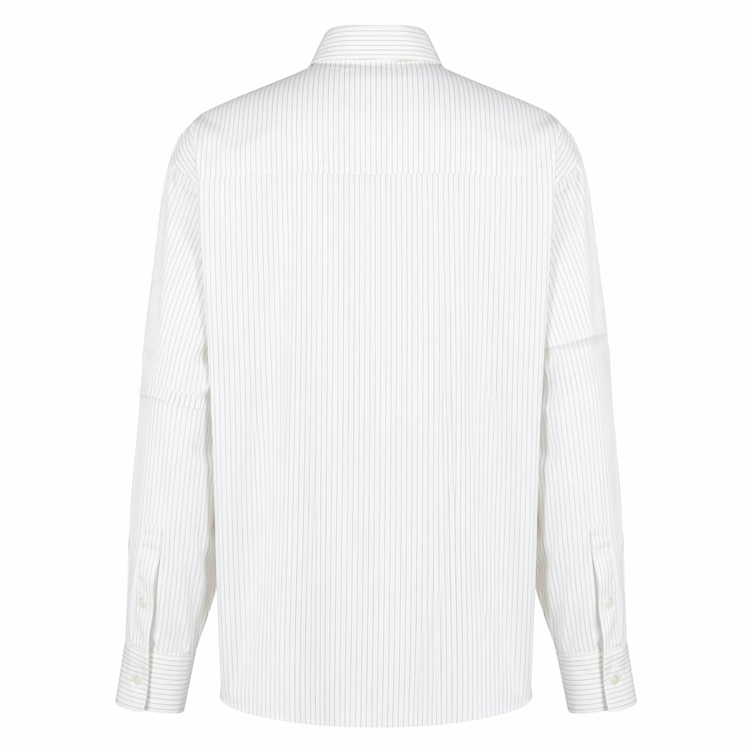 Camicia Richard Evo a righe sottili marroni in cotone con taglio vivo