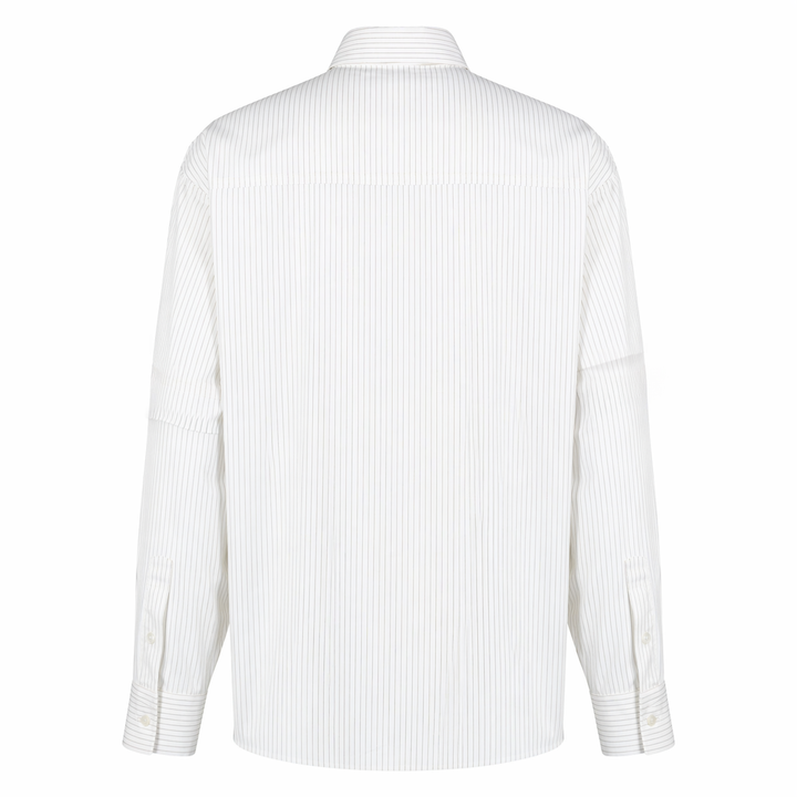 Camicia Richard Evo a righe sottili marroni in cotone con taglio vivo
