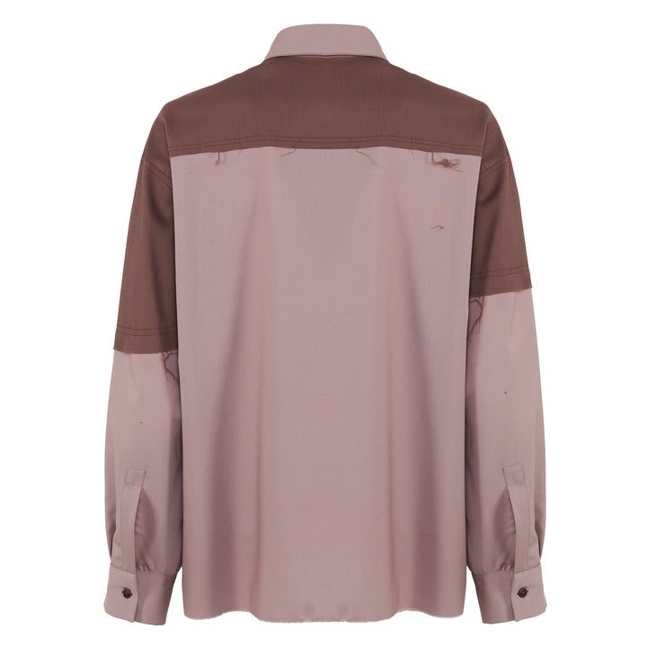 Camicia Richard Evo in fresco di lana bicolore old rose e ruggine