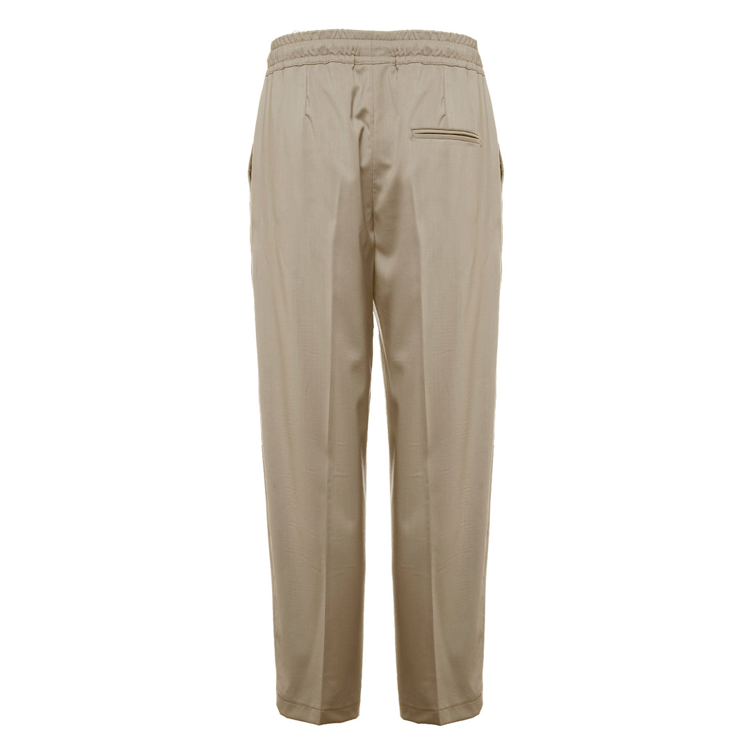 Beige pajama trousers in cool wool