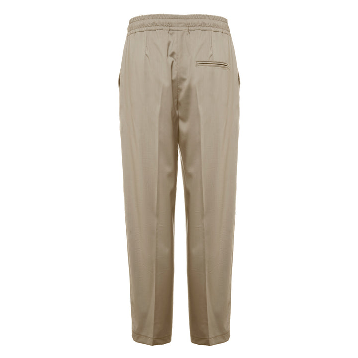 Beige pajama trousers in cool wool
