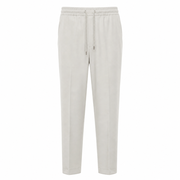 Pantalone Pajama panna in cotone, lino e viscosa