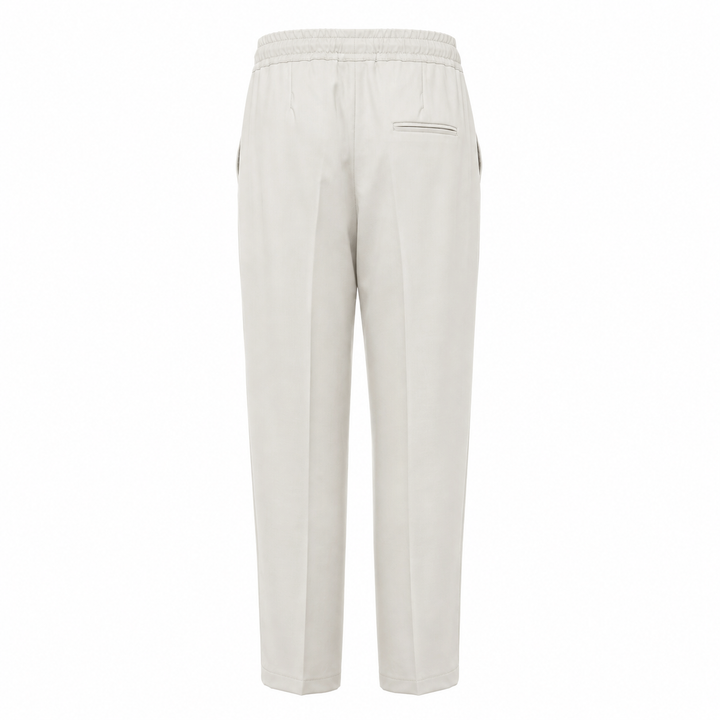 Pantalone Pajama panna in cotone, lino e viscosa