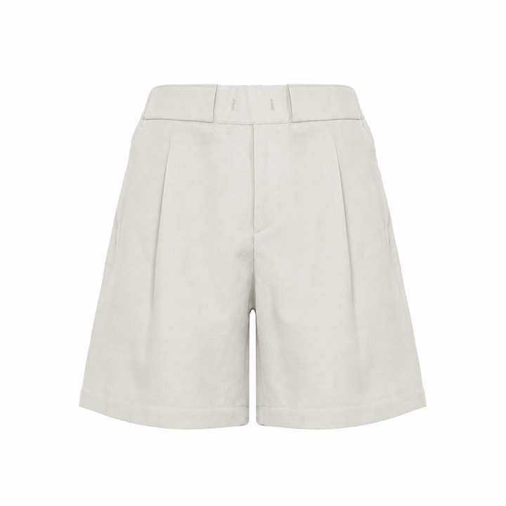 Pantaloncino Tony panna in lino, cotone e viscosa