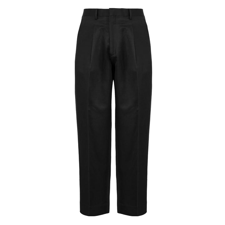 Pantalone Vincent nero in cotone, lino e viscosa