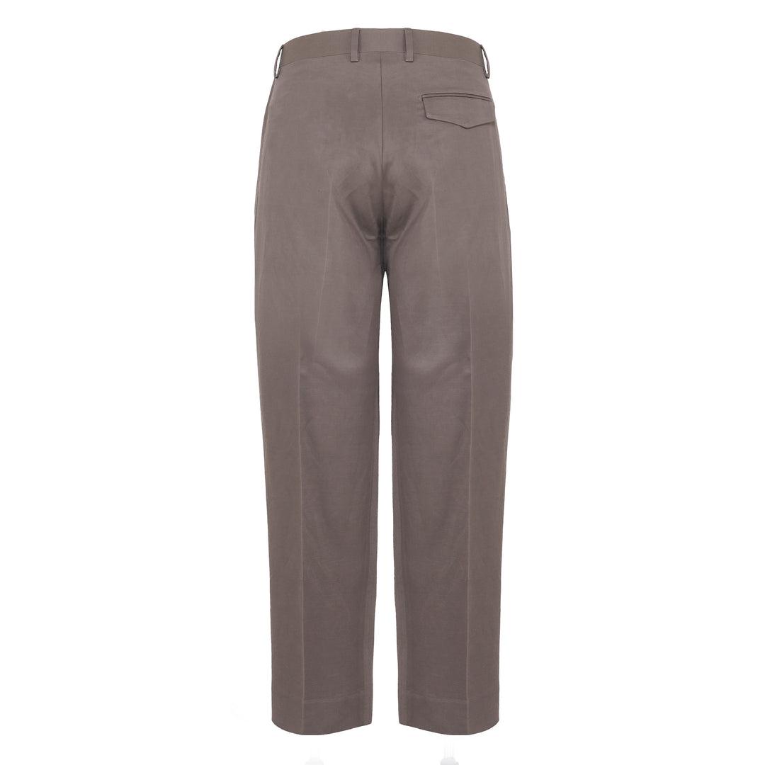 Pantalone Vincent marrone grigio in cotone, lino e viscosa