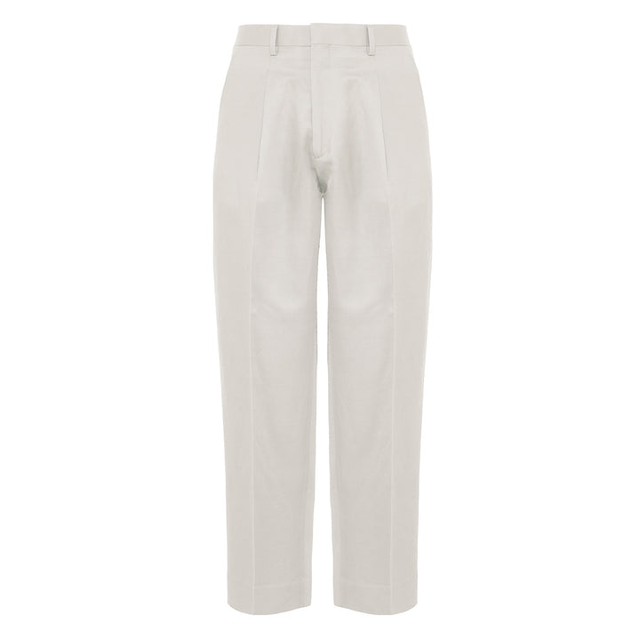 Pantalone Vincent panna in cotone, lino e viscosa