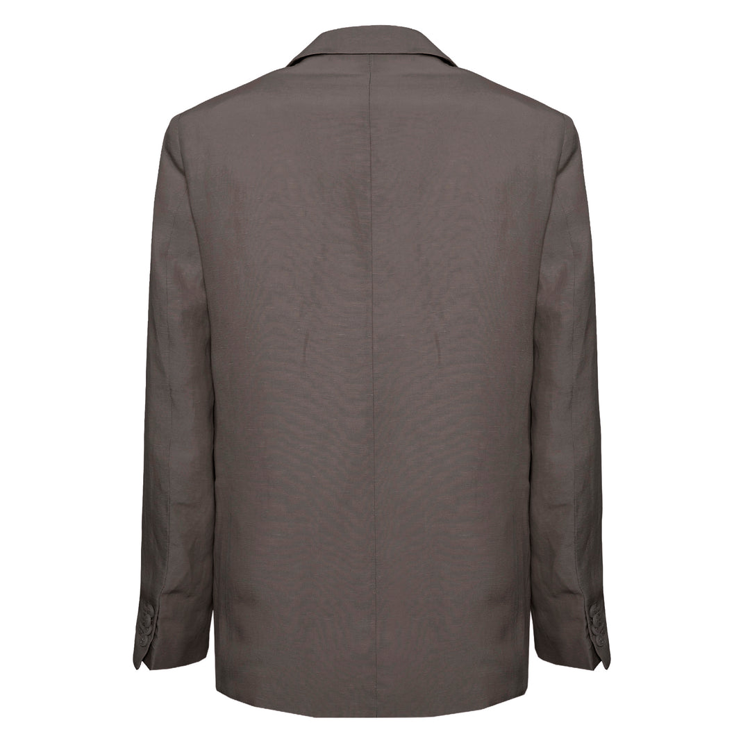 Blazer Donatien marrone in lino, cotone e viscosa
