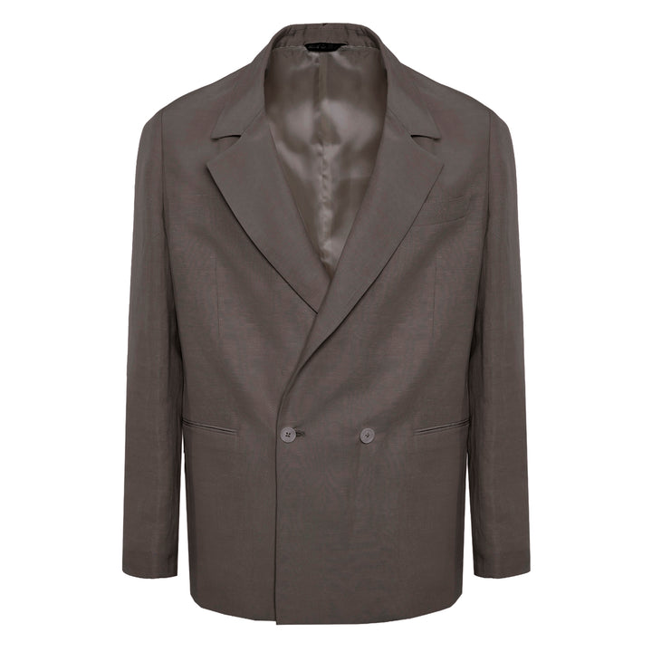 Blazer Donatien marrone in lino, cotone e viscosa