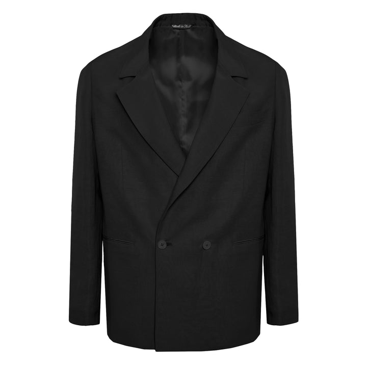 Blazer Donatien nero in lino, cotone e viscosa