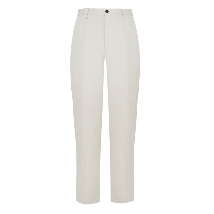 Pantalone Alain panna misto cotone, lino e viscosa