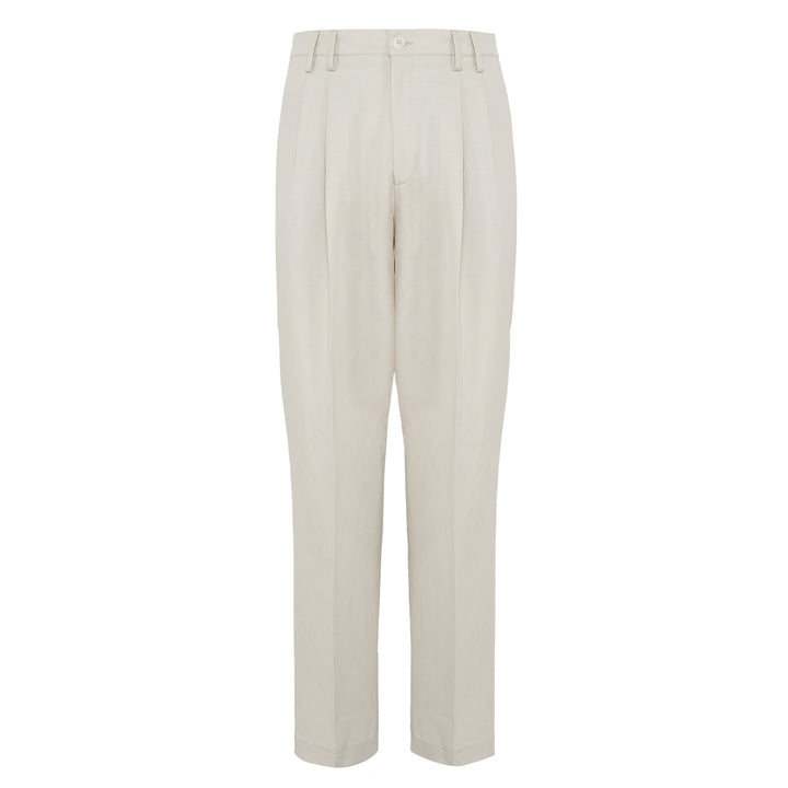 Pantalone Norrie beige chiaro in cotone, lino e viscosa