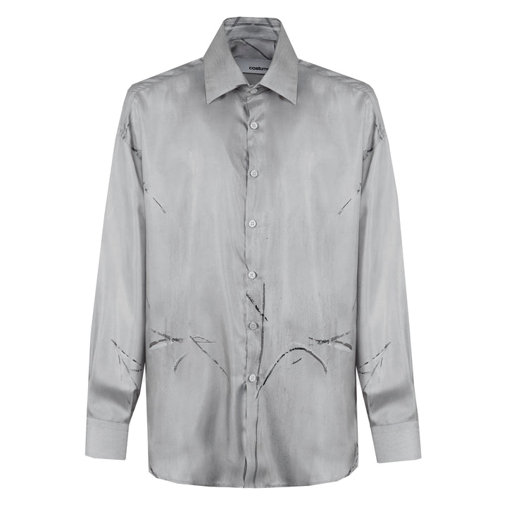 Valentino printed shirt in grey silk