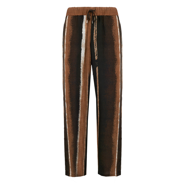 Pantalone Pajabot in tencel stampato base marrone