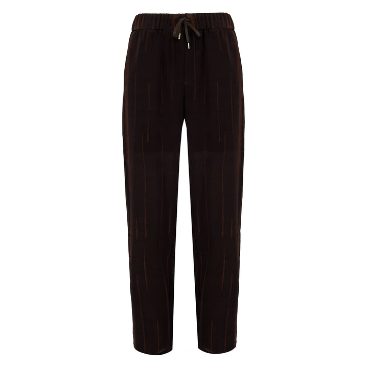Pajabot silk trousers printed on a brown base