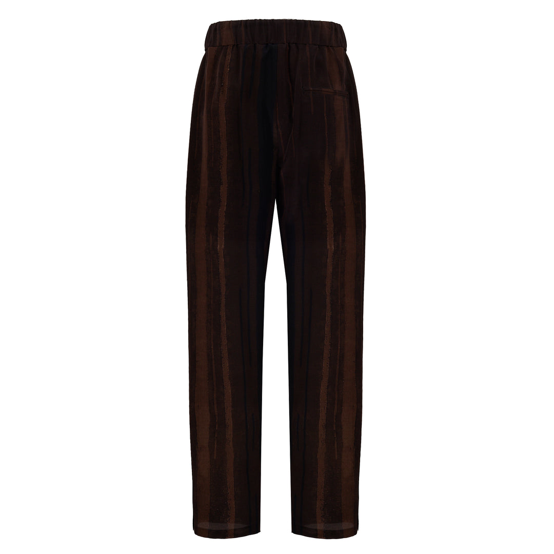 Pajabot silk trousers printed on a brown base